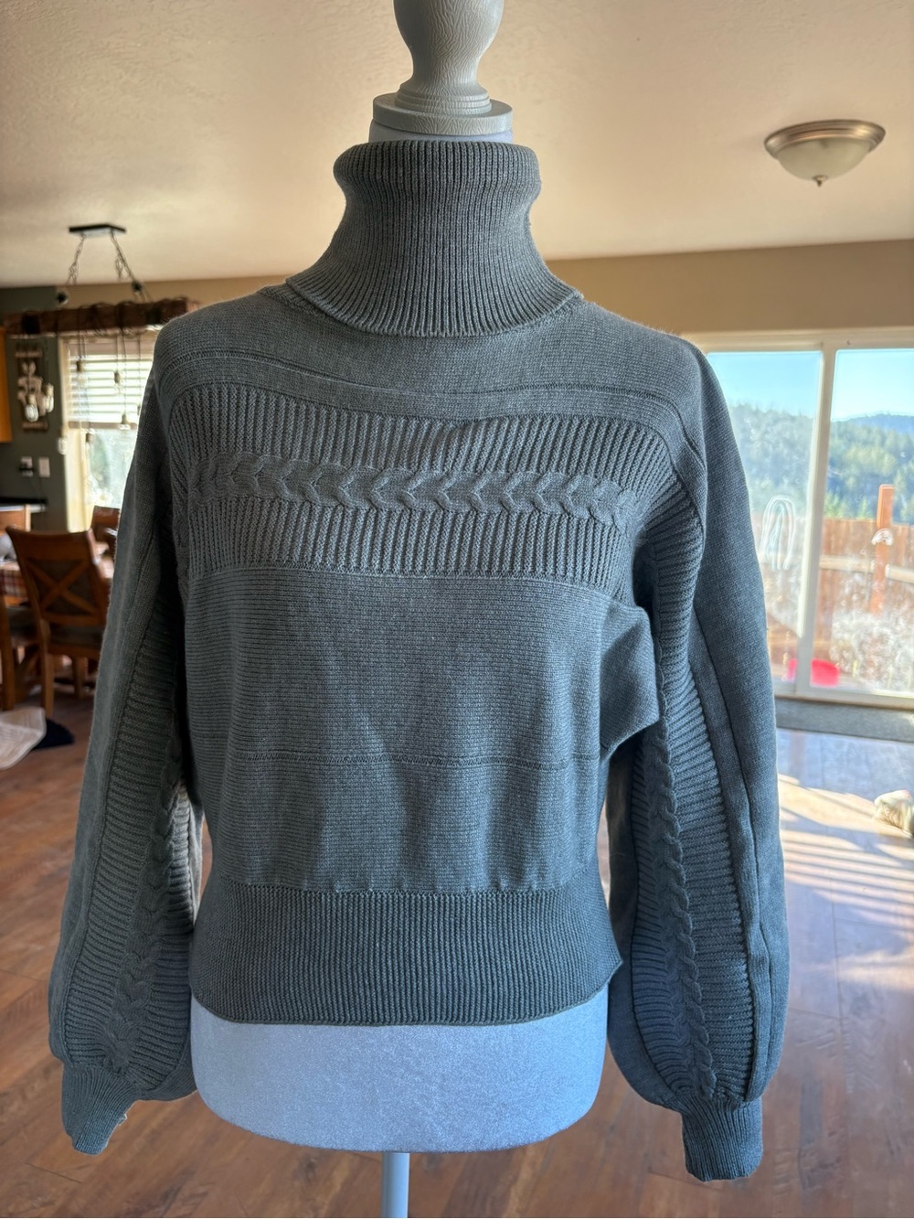 Petal & Pup Gray Cable-Detail Turtleneck Sweater